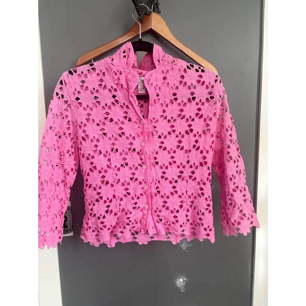 Lilly Pulitzer size 6 pink open crochet lace jacket